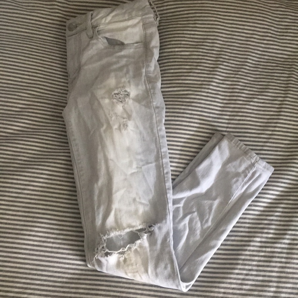 White wash grey mid-rise jeggings